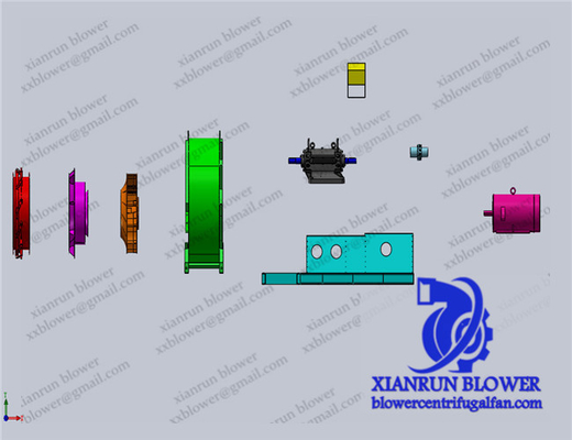 3000Pa -25425Pa Gambar Desain Blower Kipas Industri Kustom Kekuatan Beton