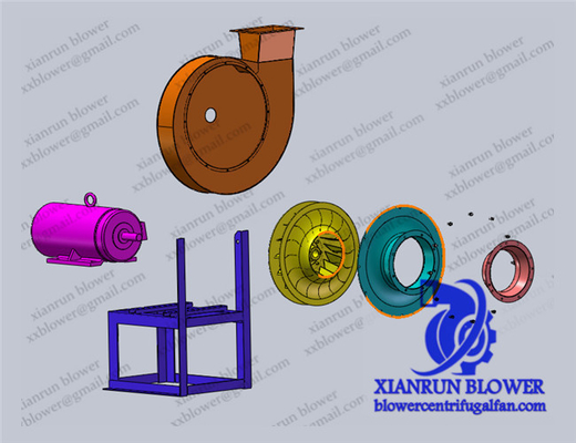 3000Pa -25425Pa Gambar Desain Blower Kipas Industri Kustom Kekuatan Beton
