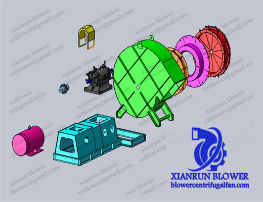 3000Pa -25425Pa Gambar Desain Blower Kipas Industri Kustom Kekuatan Beton